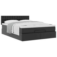 Ottoman bed met matras 140x190cm kunstleer zwart - thumbnail