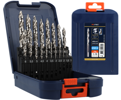 Rotec Spiraalborenset | 104 - STEP-X | DIN 338 | 19-dlg | ø1-10 ABS - 900.0070