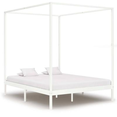 vidaXL Hemelbedframe massief grenenhout wit 160x200 cm