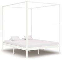 vidaXL Hemelbedframe massief grenenhout wit 160x200 cm - thumbnail