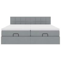 Ottoman bed met matrassen 200x200cm stof lichtgrijs - thumbnail
