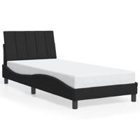 Bedframe met hoofdeinde fluweel zwart 90x200 cm - thumbnail