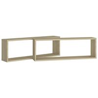Wandschappen kubus 2 st 80x15x26,5 cm bewerkt hout sonoma eiken - thumbnail