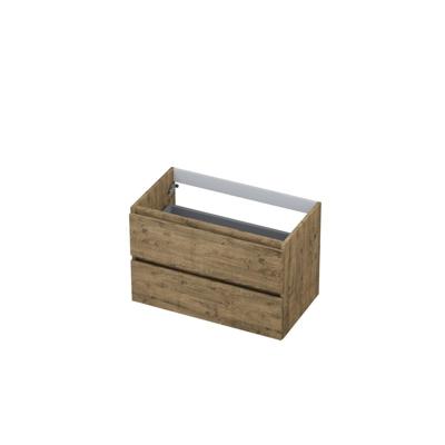 INK - Onderkast 2 Laden Greeploos met Houten Keerlijst - 800x450x520 Mm - Naturel Eiken