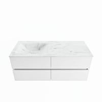 MONDIAZ VICA-DLUX 120cm badmeubel onderkast Talc 4 lades. Inbouw wastafel CLOUD links 1 kraangat, kleur Opalo. - thumbnail