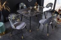 Design stoel PRET-A-PORTER grijs fluweel bloemmotief en gouden voetdoppen - 41703 - thumbnail