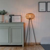 QAZQA Oosterse tripod vloerlamp bamboe - Amira - thumbnail