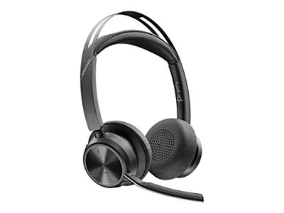 HP Poly Voyager Focus 2 USB-C Headset On Ear headset Computer Bluetooth Stereo Zwart Noise Cancelling Volumeregeling, Microfoon uitschakelbaar (mute)