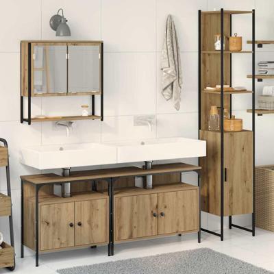 Badkamermeubelset 4 pcs artisanaal eikenkleurig Bewerkt hout