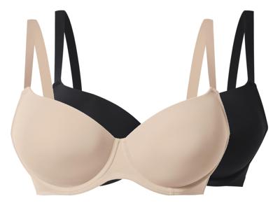 esmara Set van 2 BH's - Plus size (Zwart/beige, 90C)