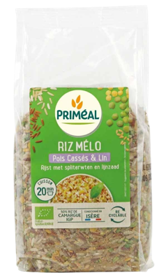 Primeal Rijst met spliterwten en lijnzaad bio 500 Gram Primeal Rijst met spliterwten en lijnzaad bio 500 Gram