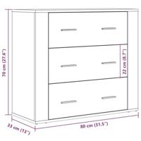 Dressoir 80x33x70 cm bewerkt hout artisanaal eikenkleurig - thumbnail