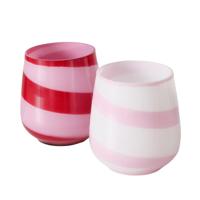 Boltze Home windlicht streep roze 8,5cm - thumbnail