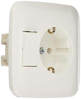 Busch-Jaeger combinatie wandcontactdoos 1-voudig met randaarde en wisselschakelaar inbouw wit - thumbnail