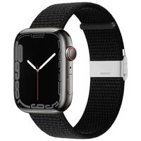 Nylon bandje met klemsluiting - Zwart - Geschikt voor Apple Watch 38mm / 40mm / 41mm / 42mm - thumbnail