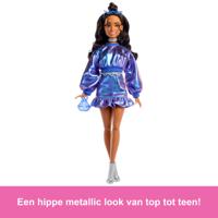 Barbie - Deluxe Style Pop - Metallic Blauwe Top en Rok - Brunette - Barbie - JFP42 - thumbnail
