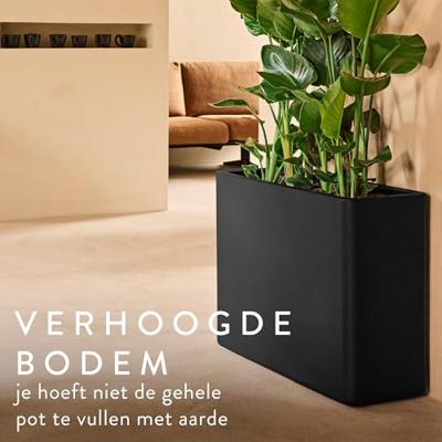 Elho June Brick Divider 80 - Zwart - L 79 x B 29 x H 59 cm - Binnen en Buiten - 100% gerecycled