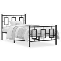 Bedframe met hoofd- en voeteneinde metaal zwart 90x200 cm - thumbnail