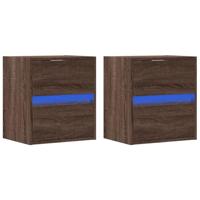 Tv-wandmeubels met LED 2 st 41x31x45 cm bruin eikenkleurig - thumbnail