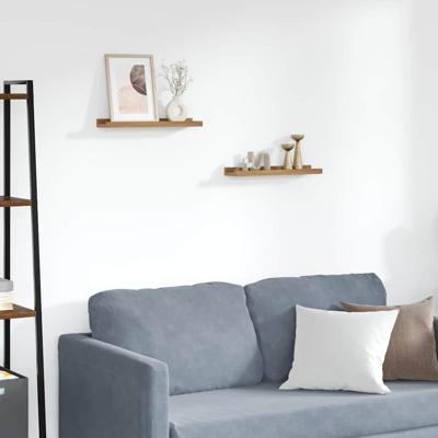 Wandplank met plank 2 pcs Bruin 40 x 9 x 3 cm Bewerkt hout