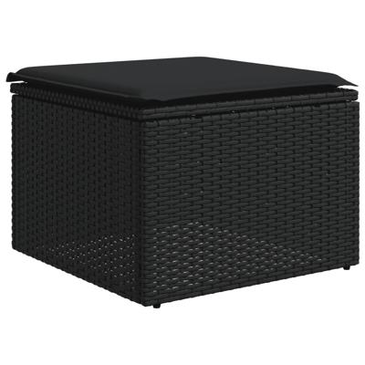 5-delige Loungeset met kussens poly rattan zwart - thumbnail