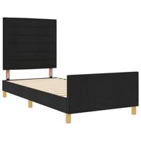 Bedframe met hoofdeinde Zwart 100 x 200 cm Stof - thumbnail