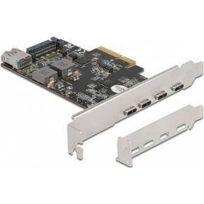 DeLOCK PCI Express x4 naar 4 x USB Type-C + 1 x USB Type-A - SuperSpeed USB 10 Gbps usb-controller