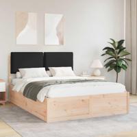 Bedframe met Gevoerd Hoofdgedeelte Zwart 150 x 200 cm - thumbnail