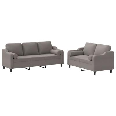 2-delige Loungeset met kussens stof taupe