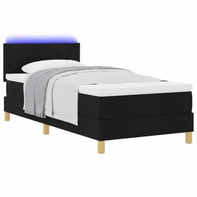 Boxspring Bed met Matras & LED Zwart 90x190 cm Stof