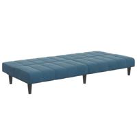 Slaapbank 2-zits met voetenbank fluweel blauw - thumbnail
