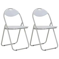 VidaXL Opklapbare stoelen, 2 stuks, wit kunstleer - thumbnail