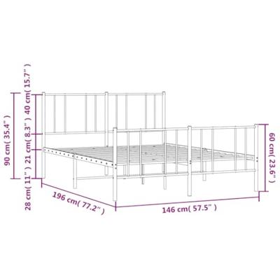 Bedframe met hoofd- en voeteneinde metaal wit 140x190 cm Bedframe met hoofd- en voeteneinde metaal wit 140x190 cm