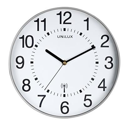 Unilux Wave wandklok, radiogestuurd, diameter 30 cm, grijs-wit Unilux Wave wandklok, radiogestuurd, diameter 30 cm, grijs-wit