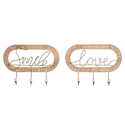 Wandkapstok Home ESPRIT Gouden Natuurlijk Metaal Rotan 40 x 6,4 x 28,6 cm (2 Stuks) Wandkapstok Home ESPRIT Gouden Natuurlijk Metaal Rotan 40 x 6,4 x 28,6 cm (2 Stuks)