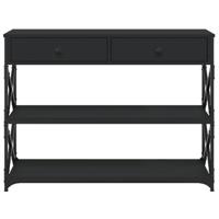 Wandtafel 100x28x75 cm bewerkt hout zwart - thumbnail