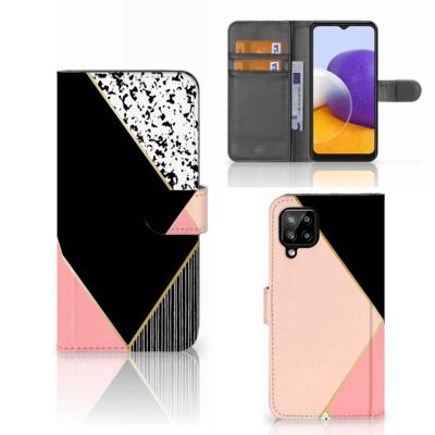 Samsung Galaxy A22 4G | M22 | Book Case | Zwart Roze Vormen