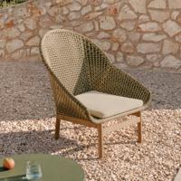 Kave Home Outdoor Fauteuil 'Olbia' Met hoge rug, Rattan en Teakhout - thumbnail