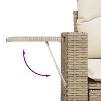 9-delige Loungeset met kussens poly rattan beige - thumbnail