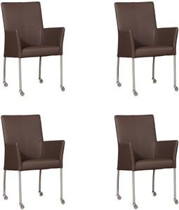 Set van 4 Bruine leren moderne eetkamerstoelen Comfort - Toledo Leer Espresso (bruin leer)