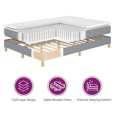 Boxspringbed met matras Lichtgrijs 90 x 200 cm Stof