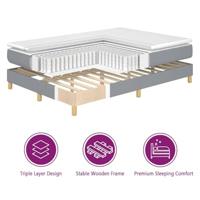 Boxspringbed met matras Lichtgrijs 90 x 200 cm Stof - thumbnail