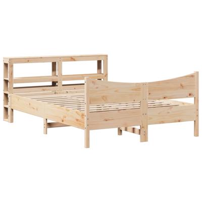 Bedframe met hoofdbord massief grenenhout 140x190 cm - thumbnail