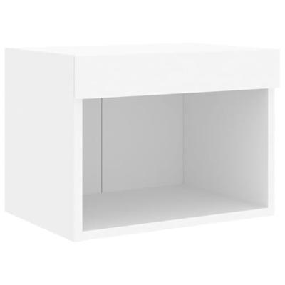 5-delige Tv-wandmeubelset met LED-verlichting bewerkt hout wit