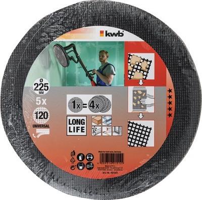 kwb 491508 Schuurpapier voor schotelschuurapparaat Korrelgrootte (num) 80 (Ø) 225 mm 5 stuk(s)