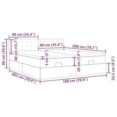 Ottoman bed met matrassen 180x200cm stof zwart