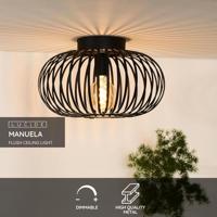 Lucide MANUELA - Plafonnière - Ø 39,5 cm - 1xE27 - Zwart - thumbnail