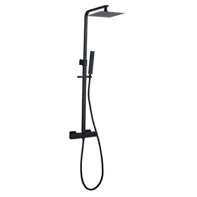 Regendoucheset BWS Thermostatisch Square met Handdouche Mat Zwart