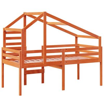 Hoogslaper met bedhuis massief grenenhout wasbruin 80x200 cm - thumbnail