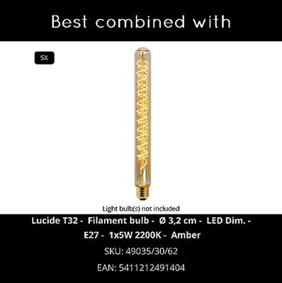 Lucide LIONEL - Hanglamp - 5xE27 - Zwart